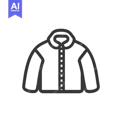 Premium design asset: An illustrated black and white jacket icon with buttons and collar