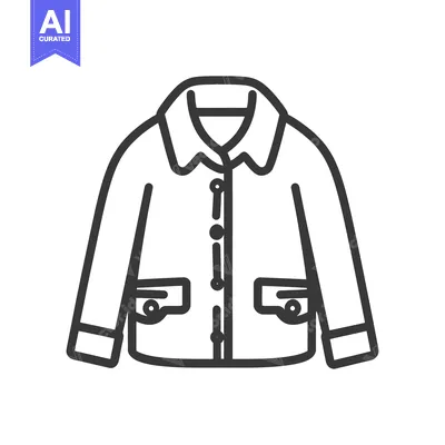 Aset premium populer: A simple black and white outline of a jacket with buttons