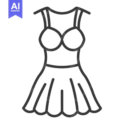 Aset desain premium: A simple line drawing of a womans summer dress