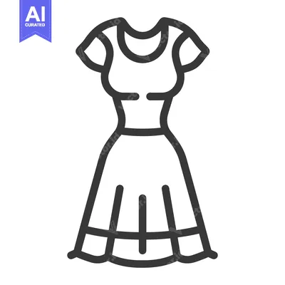 A simple line drawing depicting a stylish summer dress design