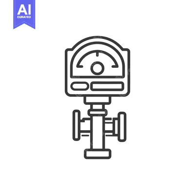 Popular premium asset: Stylized Industrial Flow Meter Icon with Pipes and Gauge