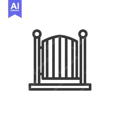 Aset desain premium: Minimalist Gate Icon: Symmetrical Design with Rounded Finials and Clea
