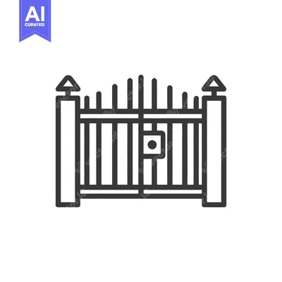 Aset premium populer: Minimalist Gate Icon: Geometric Design with Triangle Finials and Centr