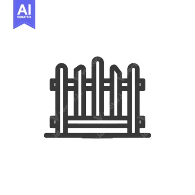 Aset premium populer: Minimalist Fence Icon: Simple, Bold Line Art on White Background