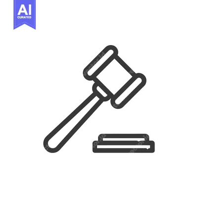 Aset desain premium: Minimalist Gavel Icon: Justice, Law, and Legal Symbolism in Simple Des