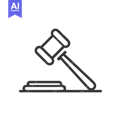 Aset desain premium: Minimalist Gavel Icon: Justice, Law, and Legal Symbolism in Bold Outli