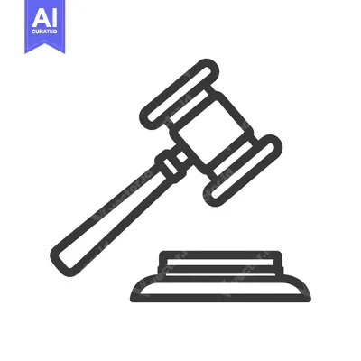 Aset desain premium: Minimalist Gavel Icon: Justice, Law, and Legal Symbolism in Bold Outli