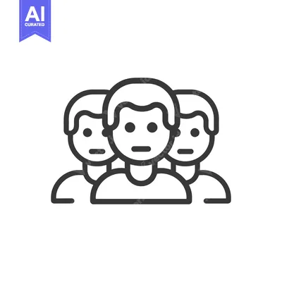 Premium design asset: Group of three people with simple faces and round hair
