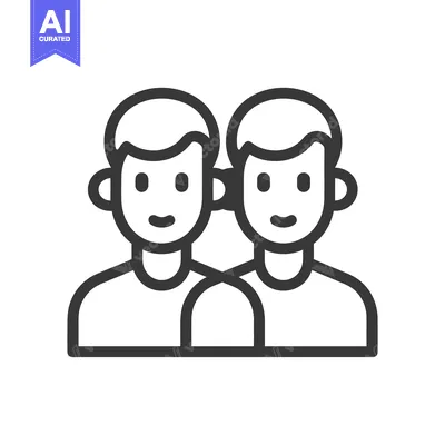 Aset premium populer: Two stylized persons are looking at the viewer and smiling subtly