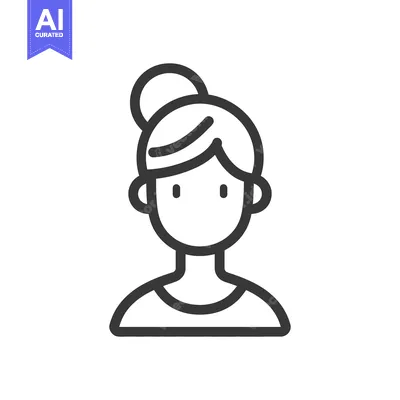 Aset desain premium: Simple black and white line drawing of a female figure