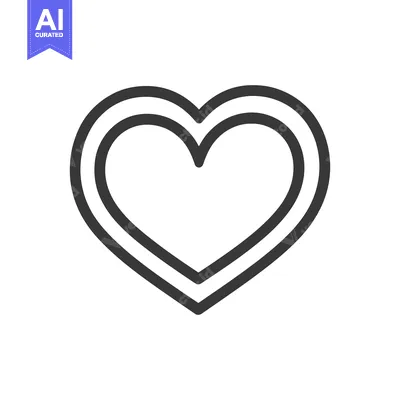 Aset desain premium: Double outlined heart symbol representing affection and strong feeling