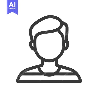Aset desain premium: An illustrated monochrome graphic of a male person avatar