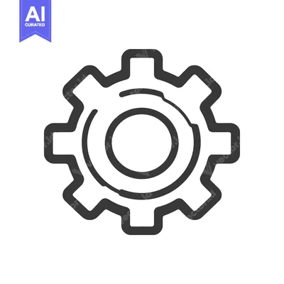 Aset desain premium: A simple illustration depicts a mechanical gear with rounded edges