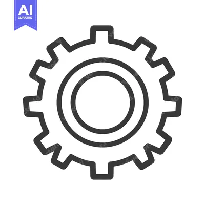 Premium design asset: A simple black and white gear graphic on a white background