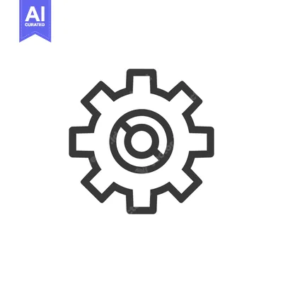 A black and white gear with a circle inside it