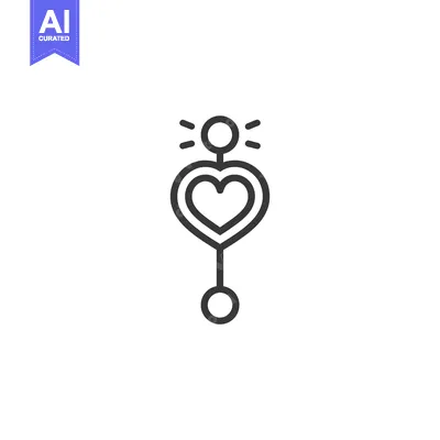 Aset desain premium: A simple illustrated design of a heart shaped pendant or charm