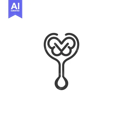 Aset desain premium: A simple black line art illustration of a unique abstract symbol