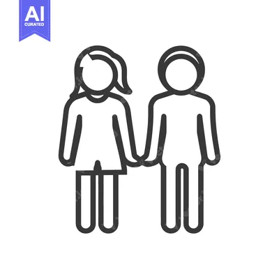 Aset premium populer: Two simple outline figures holding hands together in friendship