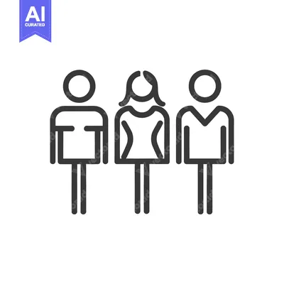 Aset premium populer: Simple Line Art Depiction of a Group of Three Figures