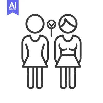 Aset premium populer: Two female figures with a check mark icon between them