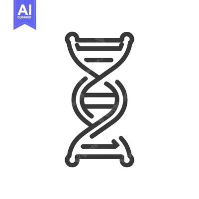 Aset premium populer: Minimalist DNA Strand Icon: Bold Outline on White Background