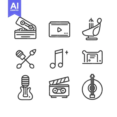 Popular premium asset: Artistic Media Icons: Music, Film, and Art in Minimalist Line Style
