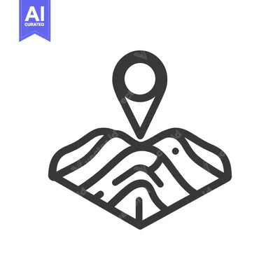 Aset premium populer: The location marker is positioned on a landscape map illustration
