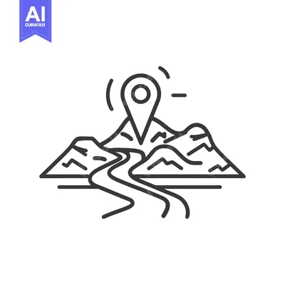 Popular premium asset: A topographical map showing a river and location marker