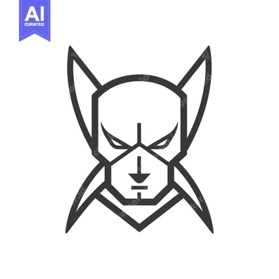 Aset desain premium: Geometric Abstract Black and White Canine Head with Sharp Ears