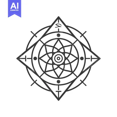 Aset premium populer: Geometric Abstract Design with a Central Flower-like Pattern and Cross