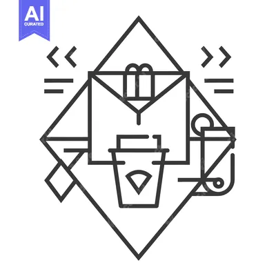 Aset premium populer: Geometric Abstract Design with a Cup, Envelope, and Arrows