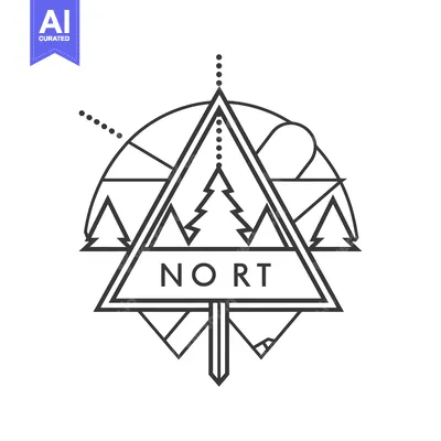 Aset desain premium: Geometric Abstract Design with Trees and the Word "NORT"