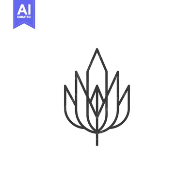 Aset premium populer: Geometric Abstract Flower with Five Petals and a Stem
