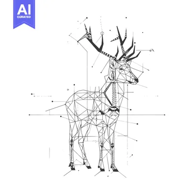 Aset desain premium: Geometric Abstract Illustration of a Deer