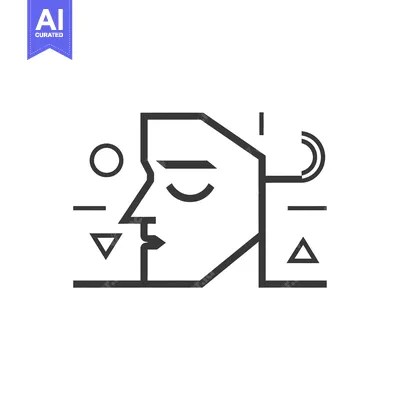 Aset desain premium: Geometric Abstract Line Art Portrait of a Person with Closed Eyes