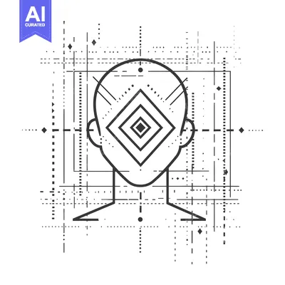 Aset premium populer: Geometric Abstract Portrait with Concentric Squares