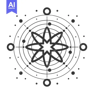 Aset premium populer: Geometric Abstract Star with Circles and Dots
