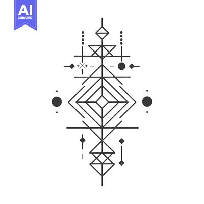 Popular premium asset: Geometric abstract symbol with lines, dots, and diamonds