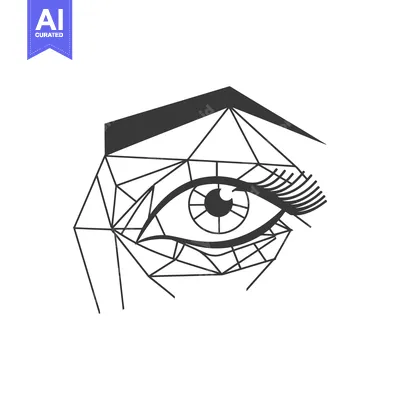 Aset desain premium: Geometrically Designed Human Eye with Eyelashes