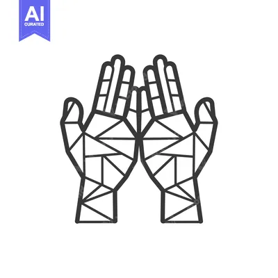 Geometrically Designed Praying Hands in Outline