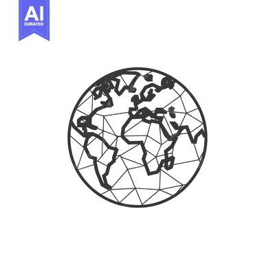 Premium design asset: Geometrically Designed World Map with Contours