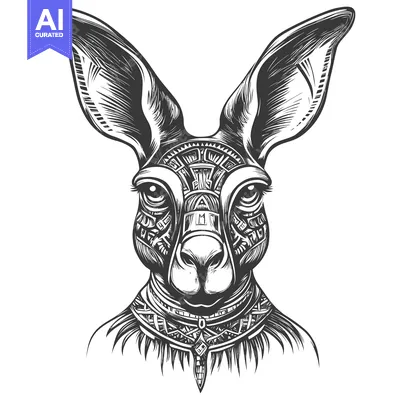 Popular premium asset: Geometrically patterned kangaroo head with a necklace