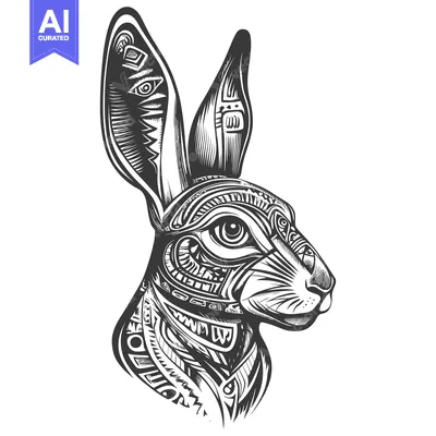 Premium design asset: Geometrically Patterned Rabbit Head Illustration