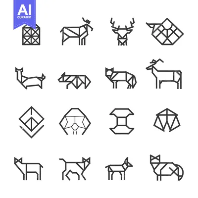 Aset premium populer: Geometric Animal and Structure Line Art Icons
