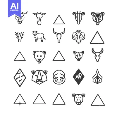 Popular premium asset: Geometric Animal Head and Triangle Icon Set
