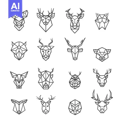 Popular premium asset: Geometric Animal Head Illustrations in Black and White