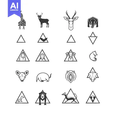 Aset premium populer: Geometric Animal Icons and Triangles