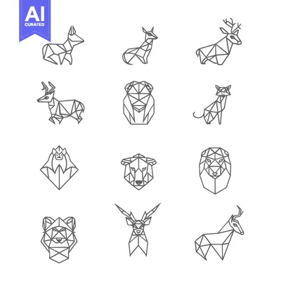 Popular premium asset: Geometric Animal Illustrations in Grey Lines
