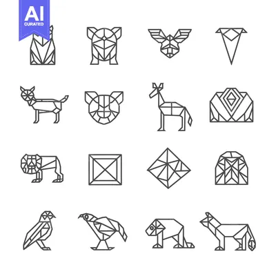 Aset premium populer: Geometric Animal Illustrations in Linear Style