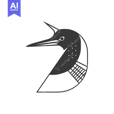 Aset premium populer: Geometric Black and White Loon Illustration